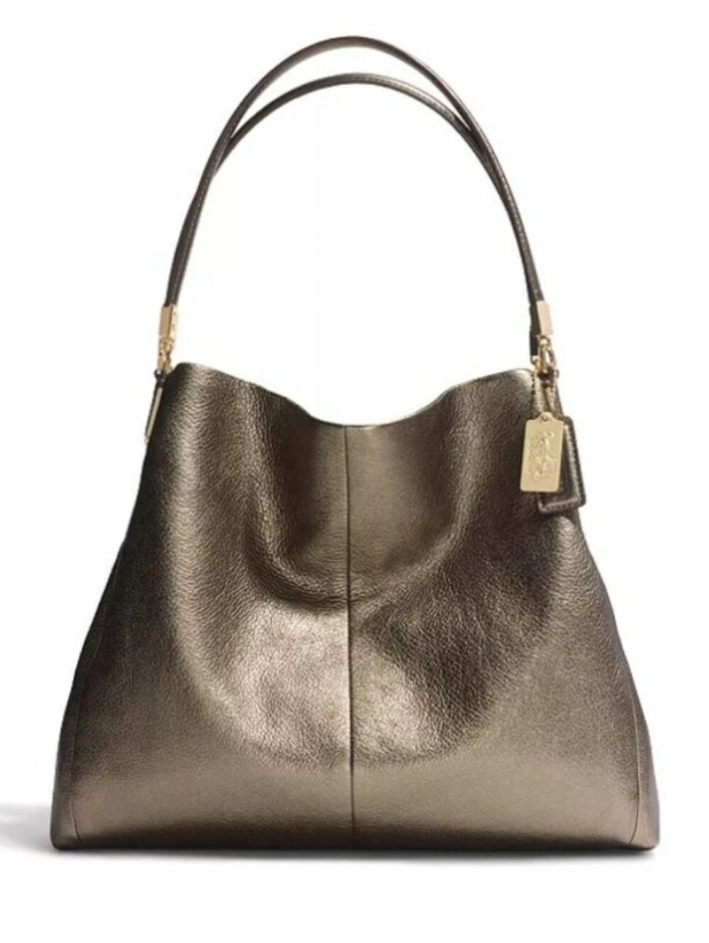 Coach Madison Phobe Metallic Bronze Leather Shoulder Bag Slouch Hobo